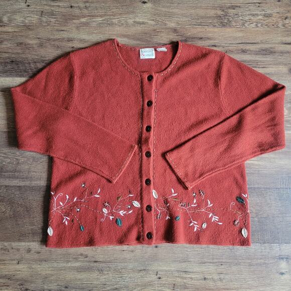Hasting & Smith Women's Vintage M Orange Sweater Cardigan Fall Autumn - Picture 1 of 12